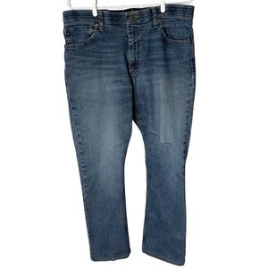 WRANGLER Men’s Relaxed Fit Denim Jeans Mid Wash Distressed Western Cowboy Sz 34